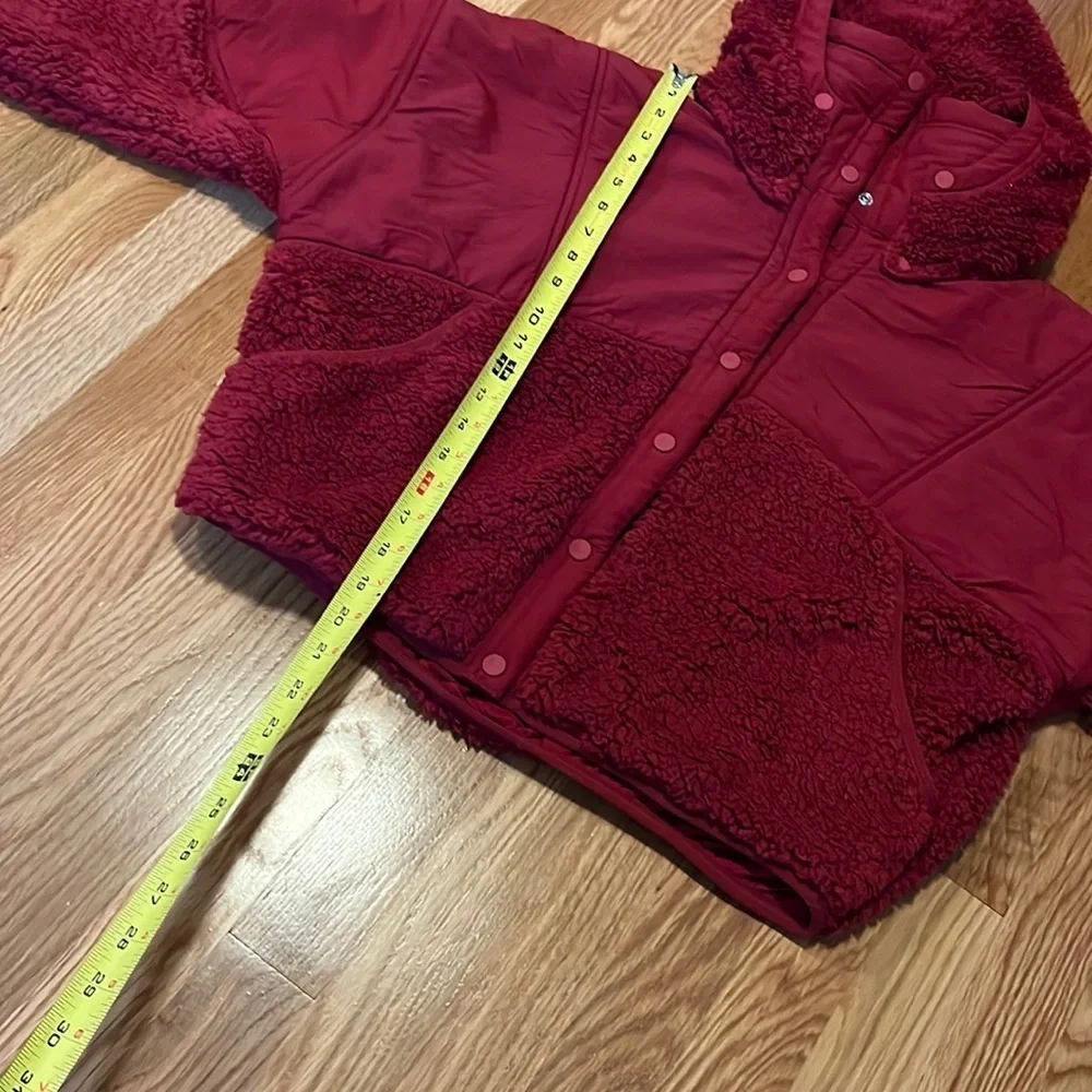 NWT Free People Movement Adventure Awaits Fleece Sherpa Jacket in Red Wine XS
